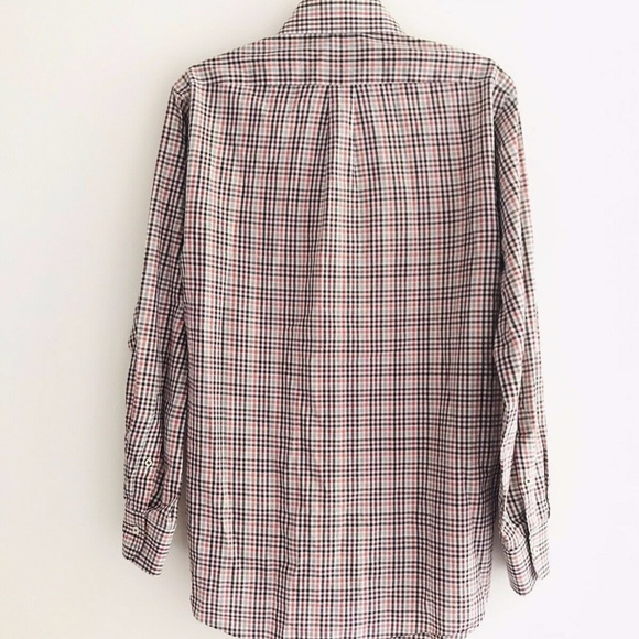 Peter Millar | Button Front Dress Check Shirt Medium Red Striped Button Cuff - Picture 2 of 9